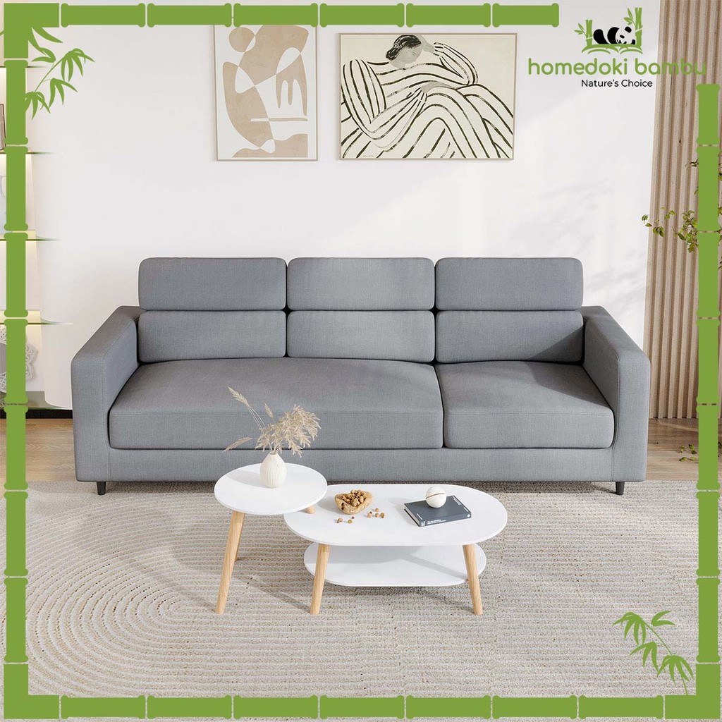 Homedoki Bambu - Sofa Ruang Tamu/Sofa Minimalis Ruang Tamu/Sofa Aesthetic/Sofa Persegi Panjang