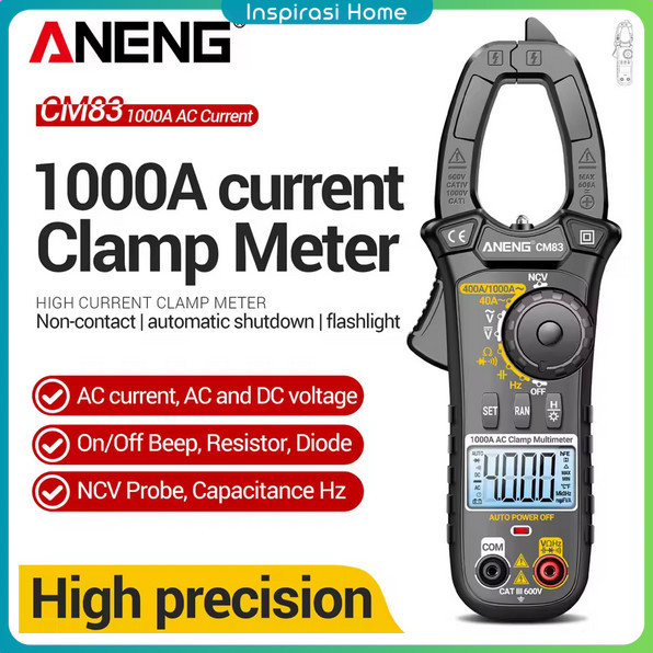ANENG Clamp Meter Digital Multimeter Multitester LCD Flashlight 1000A - CM83