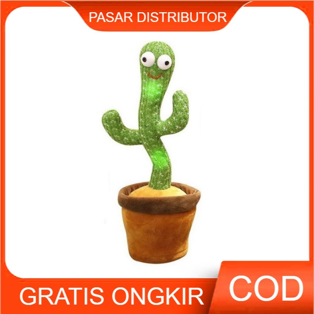 Mainan Anak KAKTUS HIJAU KAKTUS DANCING Kaktus Joget kaktus Goyang Bicara Cactus Boneka Kaktus Bicar