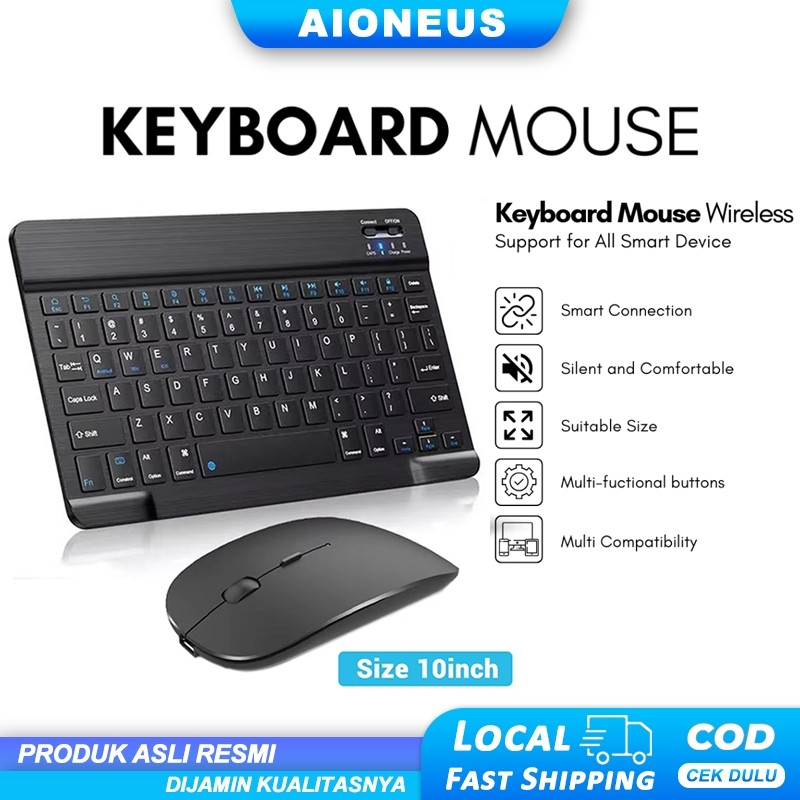 Keyboard Mouse Set Wireless Bluetooth 10 inch Untuk Tablet Android/iPad/SAMSUNG/ IOS/WINDOWS