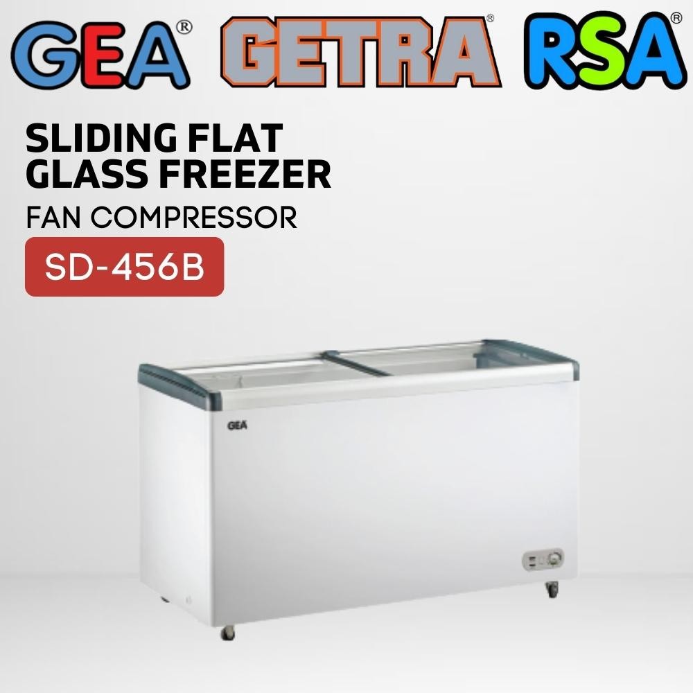 GEA Sliding Flat Glass Freezer Box 456 Liter Kulkas Ice Cream SD 456B