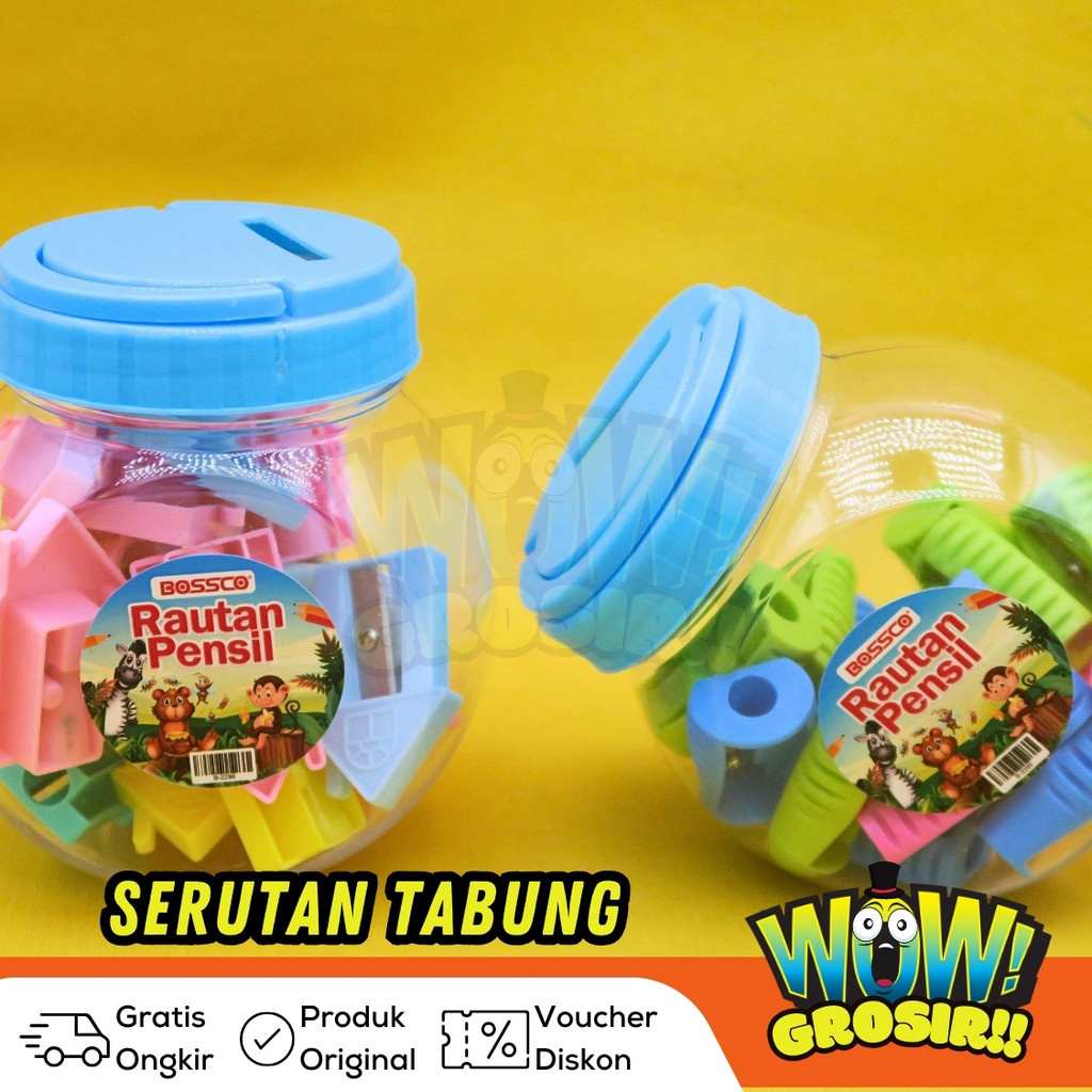 (1 TABUNG ISI 24) Rautan Pensil / Serutan / Ongotan 1 Tabung isi 24 pcs / Rautan Toples Isi 24