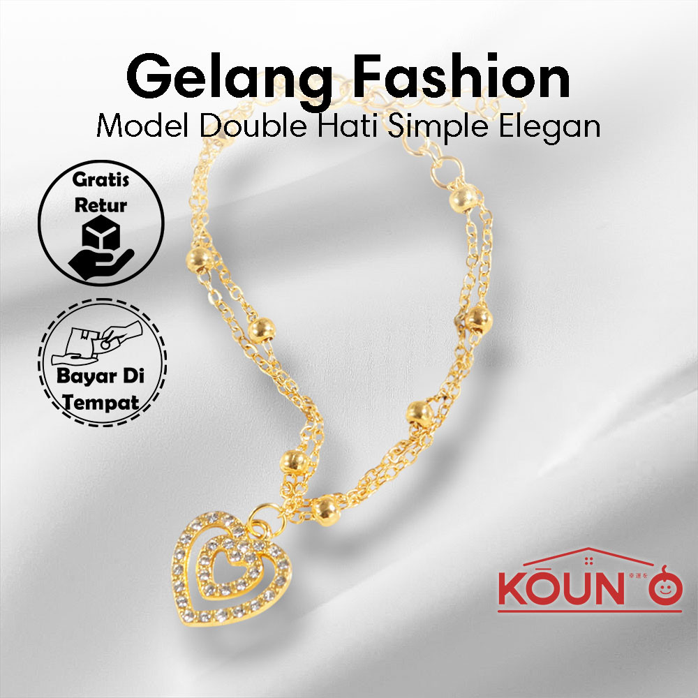 Gelang Emas Aksesoris Elegan Gelang Emas Cantik dengan Liontin Hati Gelang Emas Gaya Feminin Modern