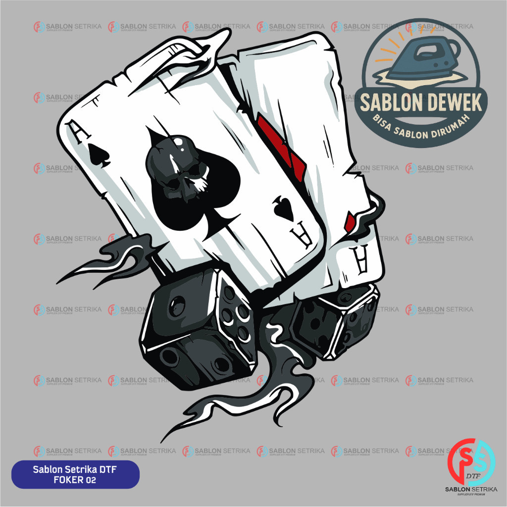 Sablon Setrika Sablon DTF Satuan TEMA POKER A4 - SIAP PRESS