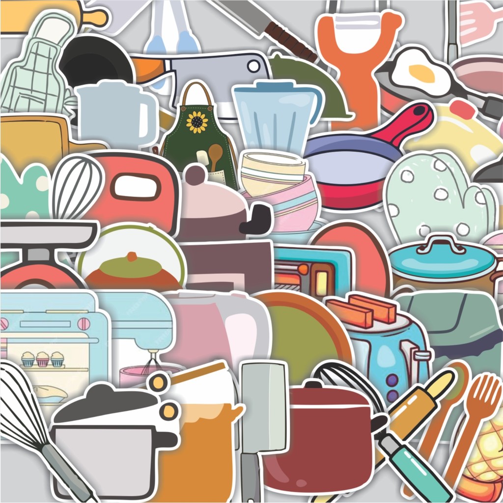 

Stiker Cutting Pack Stiker Kitchen Stuff Isi 100Pcs Series Aesthetic Lucu Keren Untuk Koper Bahan Vynil