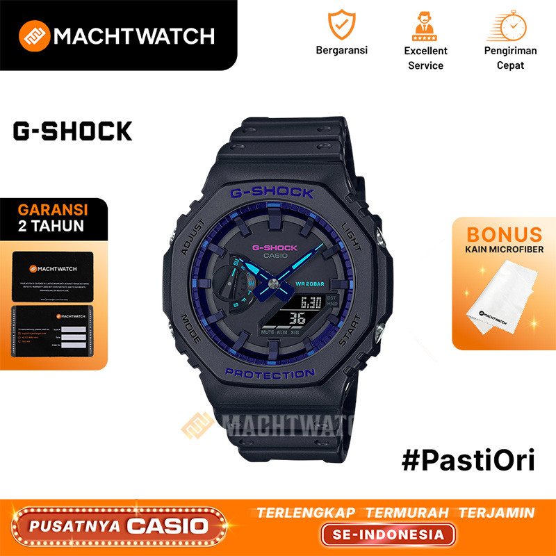 Jam Tangan Pria Analog Digital Casio G-Shock GA-2100VB-1ADR GA-2100VB GA2100VB CasiOak Virtual Blue 