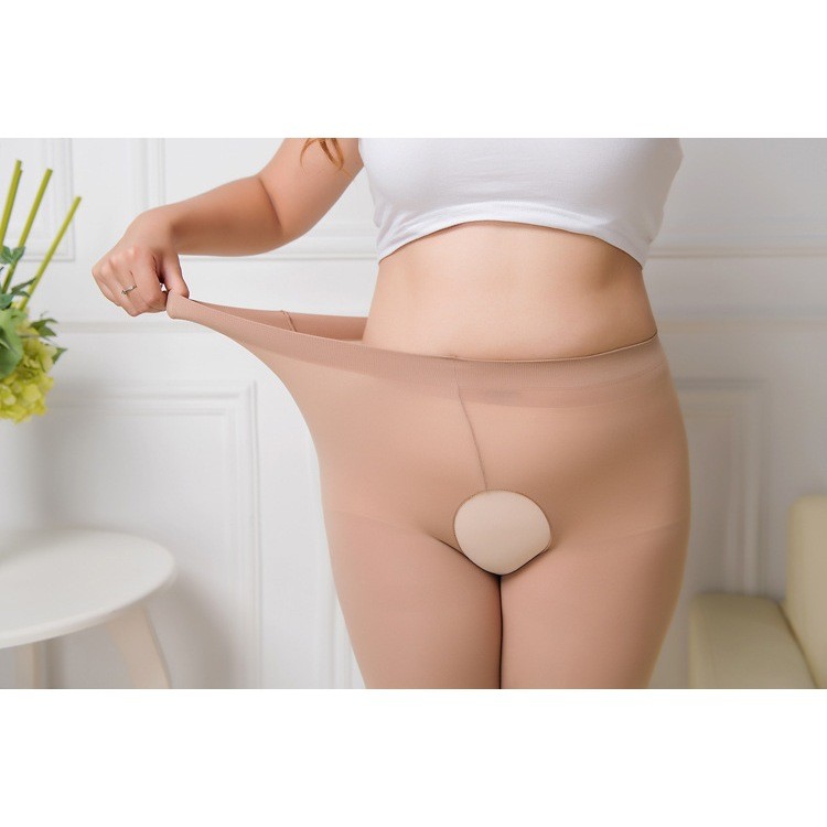 Stoking Wanita Seksi tebal 120D Pantyhose Selangkangan Terbuka Sexy Crotchless Jumbo 90 kg - Ratu St