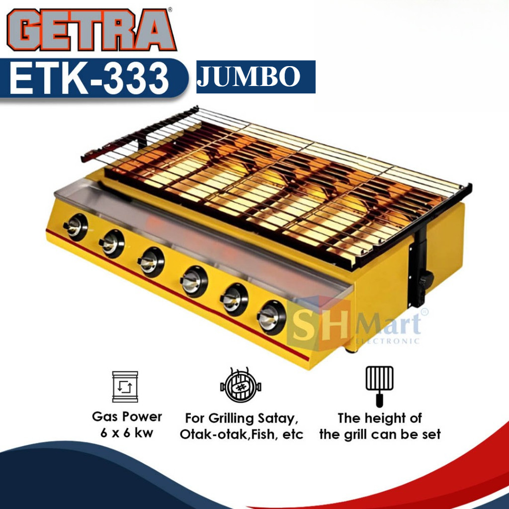 Getra ETK-333 Kompor Panggang Jumbo 6 Tungku Mesin Roaster Sosis Bakar 58cm
