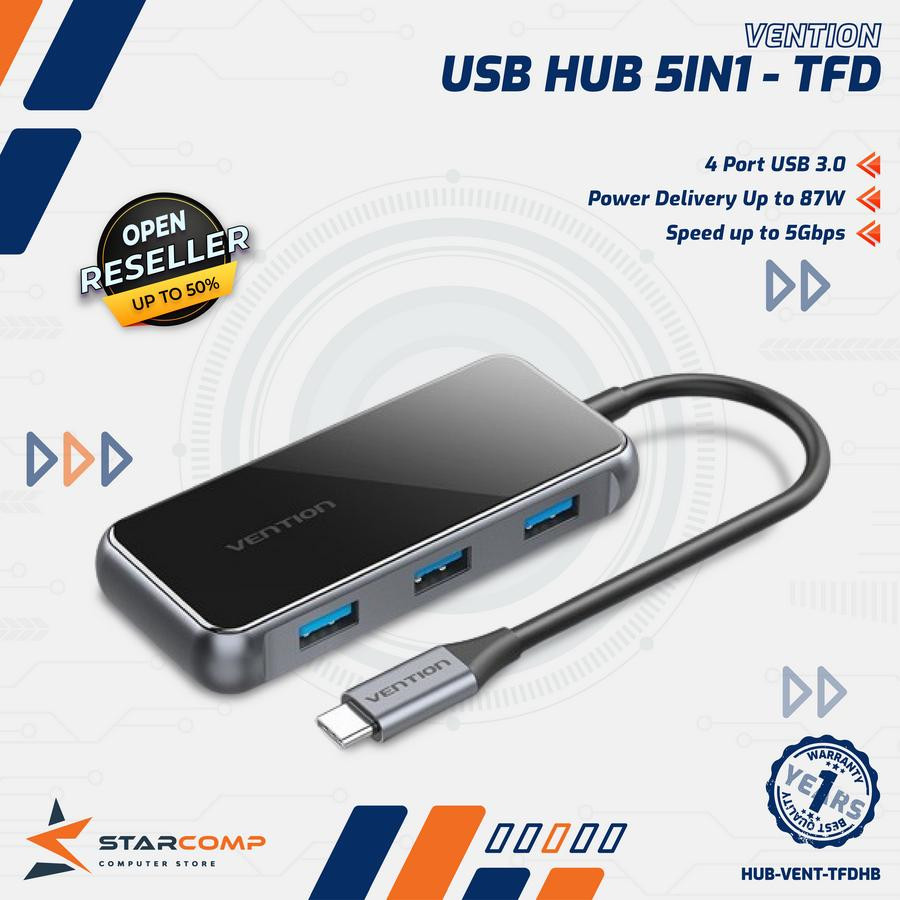Vention TFD USB Hub Type C to USB 3.0 with PD Power Delivery TFDHB