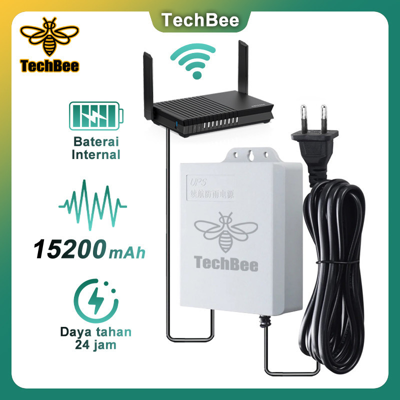 TechBee Ups 15200mAH Ups Mini 12v Untuk Wifi Ups Mini 12 Volt Ups Wifi Ups Cctv Ups Dc Mini Ups