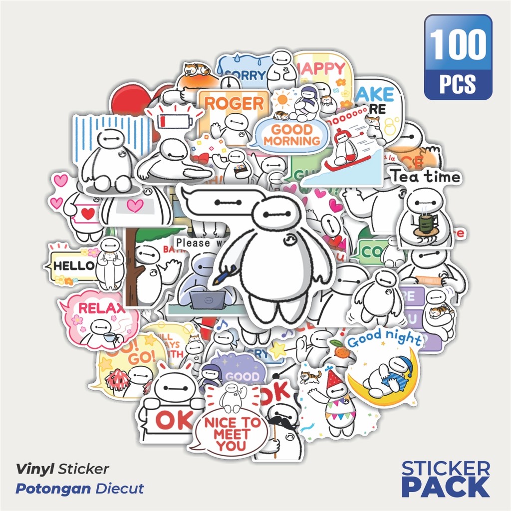 Stiker Vinyl Stiker Baymax Dekorasi Lucu Kreatif untuk Notebook, Skateboard, HP
