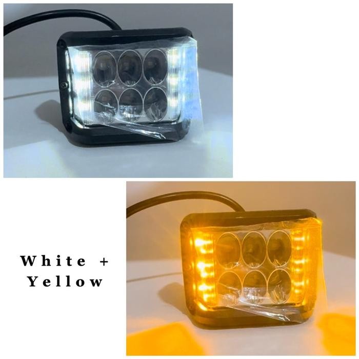 Lampu TEMBAK MOTOR MOBIL 6 MATA - PUTIH-KUNING