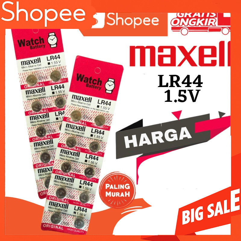 PROMO Baterai Kalkulator Maxell Casio Citizern Kancing LR44 Original Maxel AG13l kecil Batre laser M