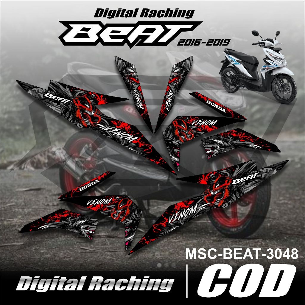 3048 Striping Variasi Beat Fi Esp Street 2016 2017 2018 2019 Desain Venom