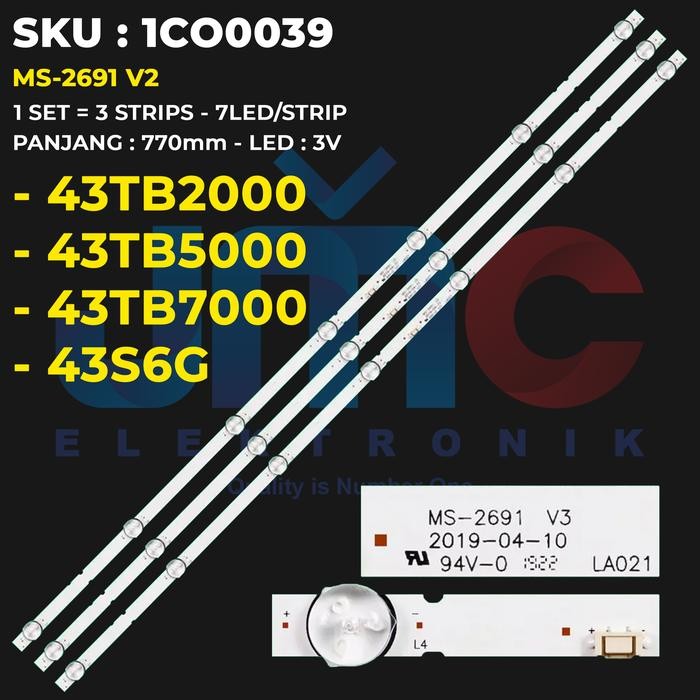 WP99 Backlight TV 43 Inch 43TB2000 43TB5000 43TB7000 43S6G MS-2691 V2