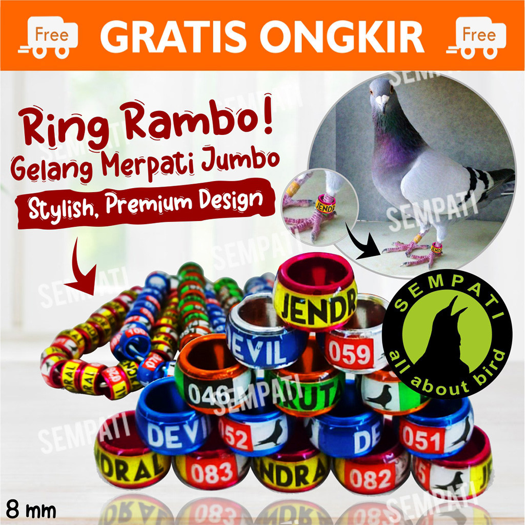 SEMPATI Ring Rambo Merpati Aksesoris Burung Merpati  Pos Balap Kolong Dara Perkutut Ring Cincin Gela