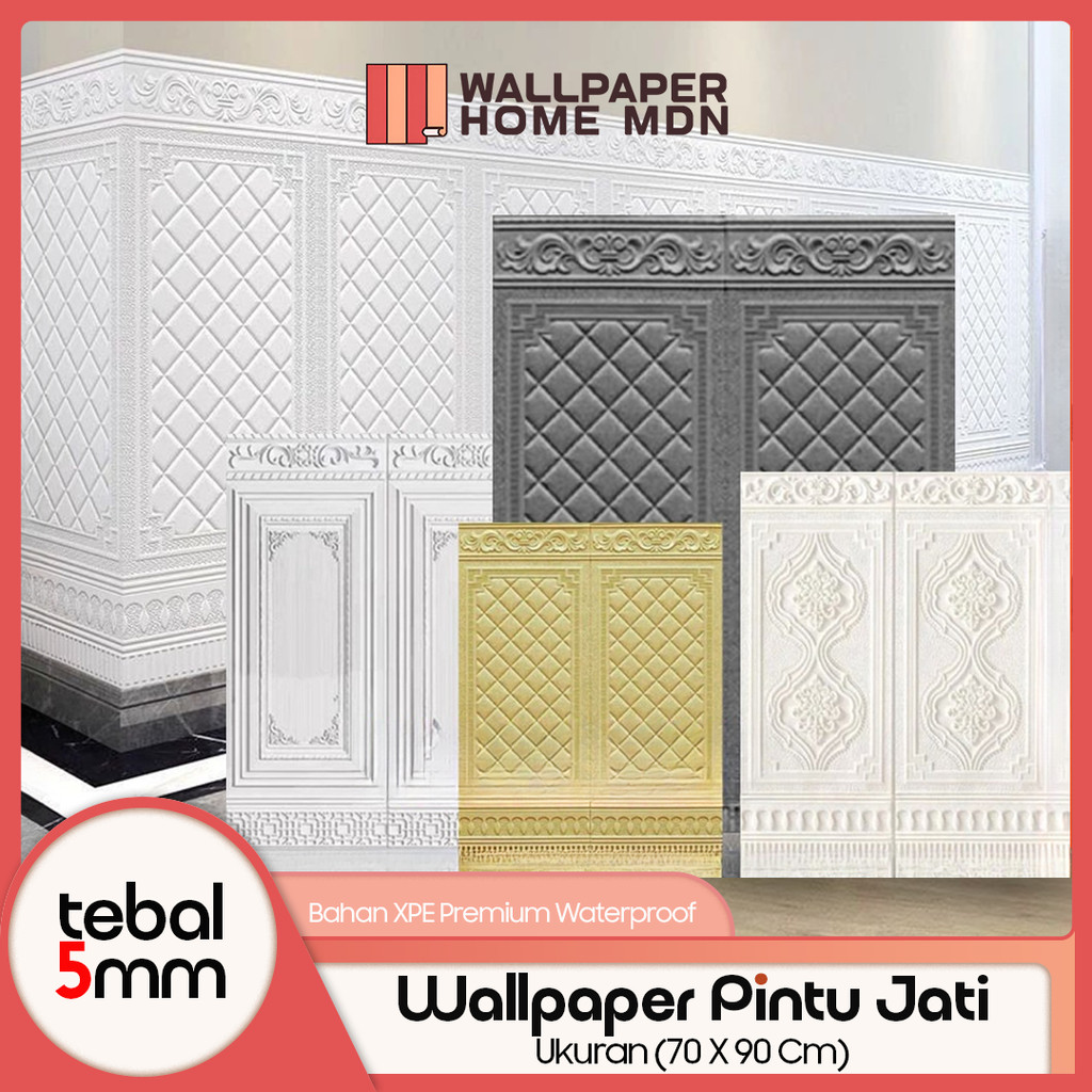 Wallpaper Home - Wallpaper Pintu Jati 3D FOAM / Wallfoam Dinding 3D Motif Pintu Jati 70x90 Cm