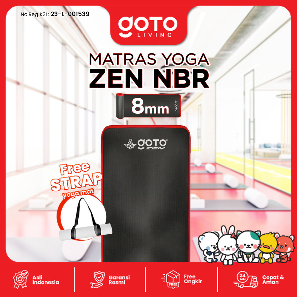 Goto Zen NBR Yoga Mat 8mm Matras Olahraga Poundfit Anti Slip Tebal