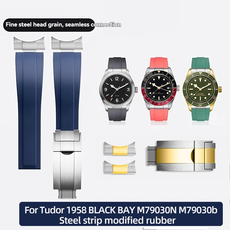 STRAP Jam Tangan Original Pria 20mm 21mm 22mm Rubber strap For Tudor 1958 BLACK BAY M79030N M79030b 