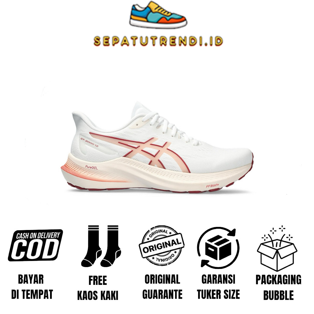 Sepatu Lari GT 2000 12 White Light Garnet White Sunrise Red Mesh sheos
