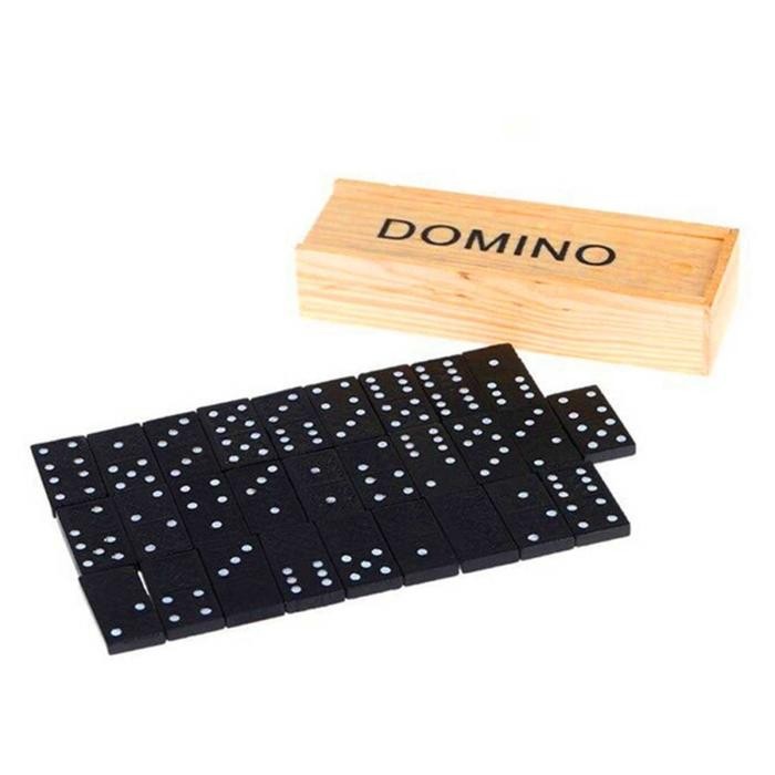 Kartu Domino Plastik dengan Kotak Kayu Mainan Gaple Game Board - Spesifikasi [terlaris]