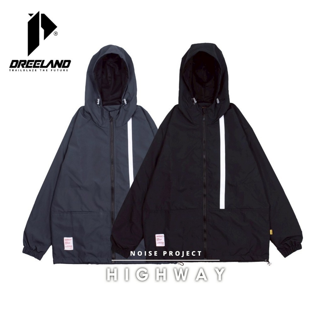 Dreeland Jeket Windbreaker Highway Black Grey