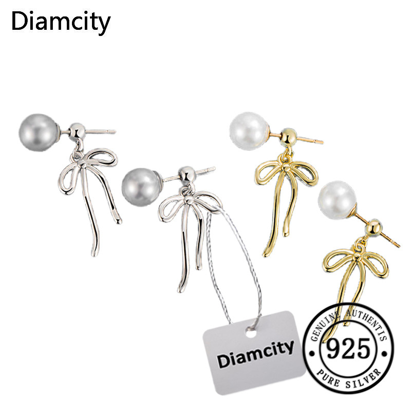 Diamcity Anting-anting Pita Panjang Mutiara Sederhana Elegan Gaya Korea