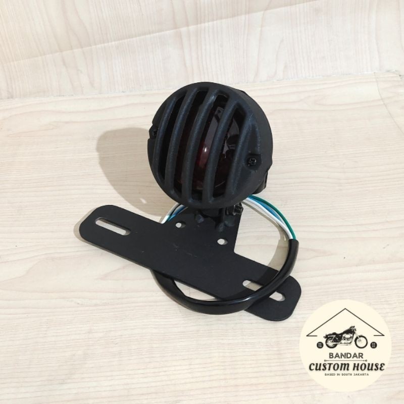Stop Lamp Custom Grill Sedang Set Pangkon Hitam W175 XSR 155 Japstyle