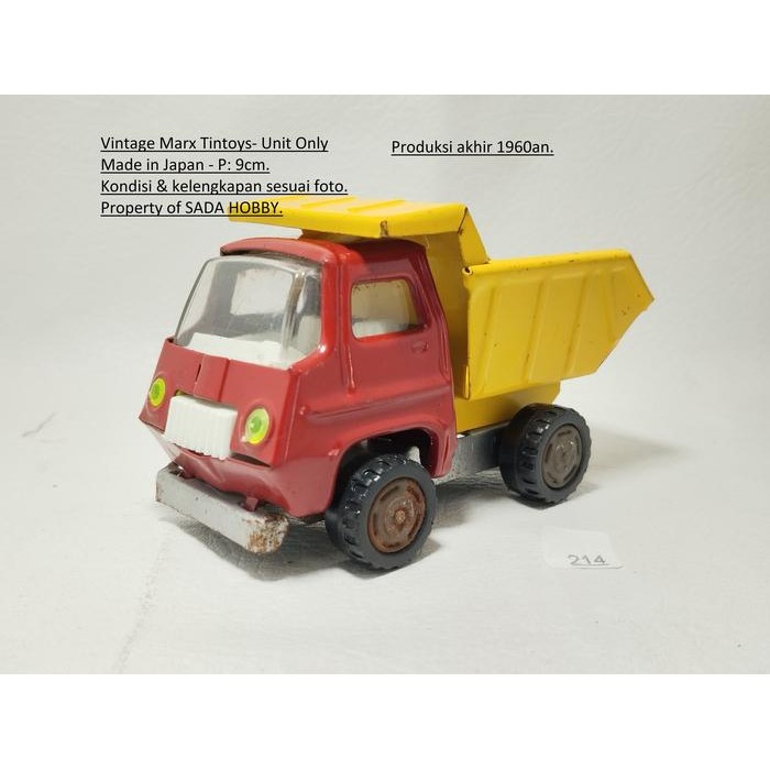 HW  Marx Tin Toys Japan Dump Truck Merah Unit Only Vintage Toys