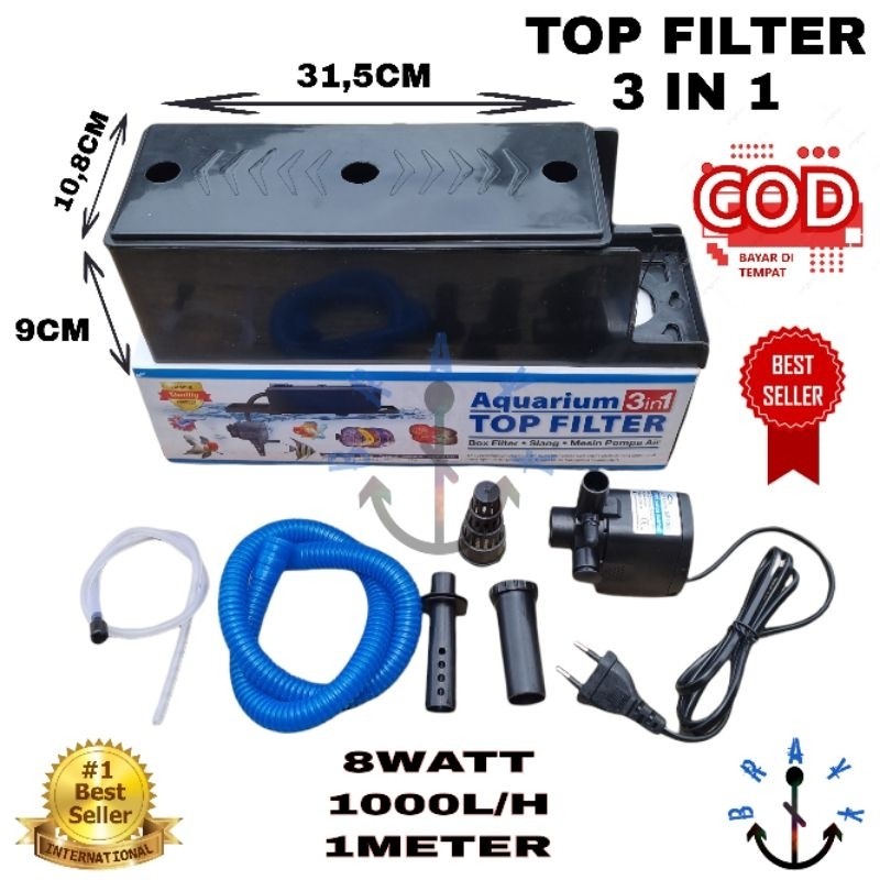 bpl - Filter Pompa Komplit Top Filter Box Aquarium 3 In 1 Top Filter SP 1200 Garansi (BOX LEBIH BESA