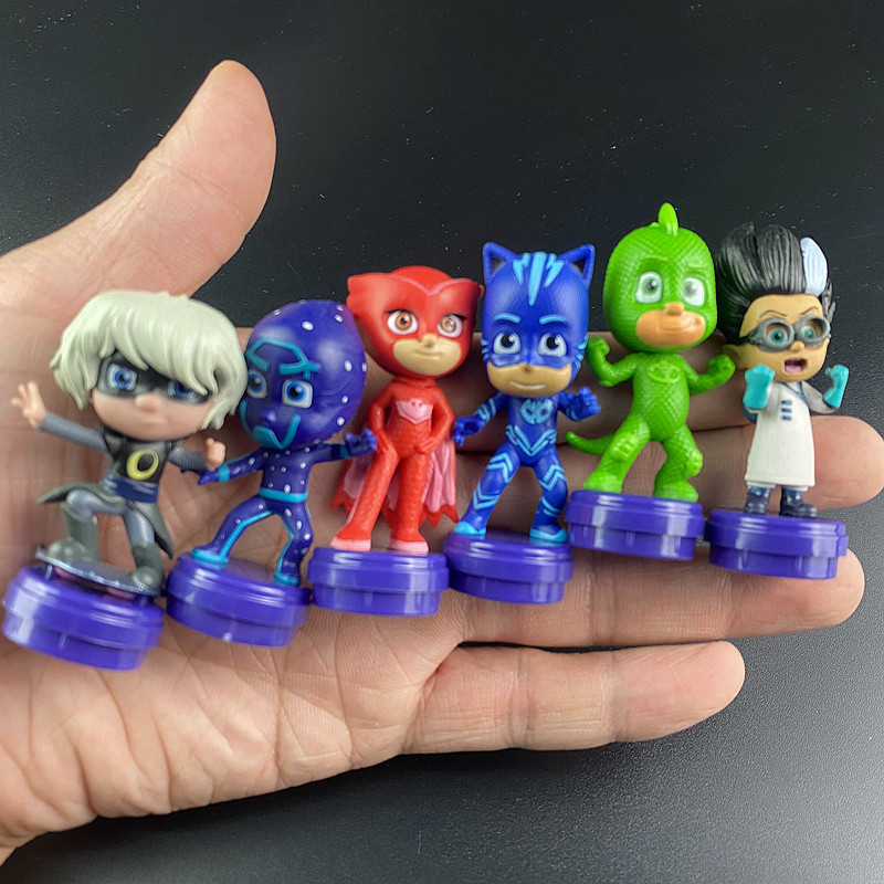 6pcs/set PJ Mask Toys Set Anime Figure Action Figure Catboy Owlette Style PVC Collection Model Kid D