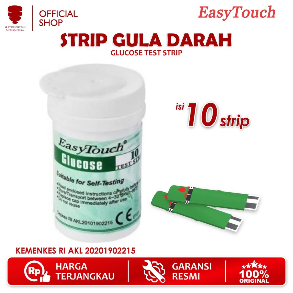 Easy Touch Glucose Isi 10 Test Strip Cek Gula Darah EasyTouch Refill Medis