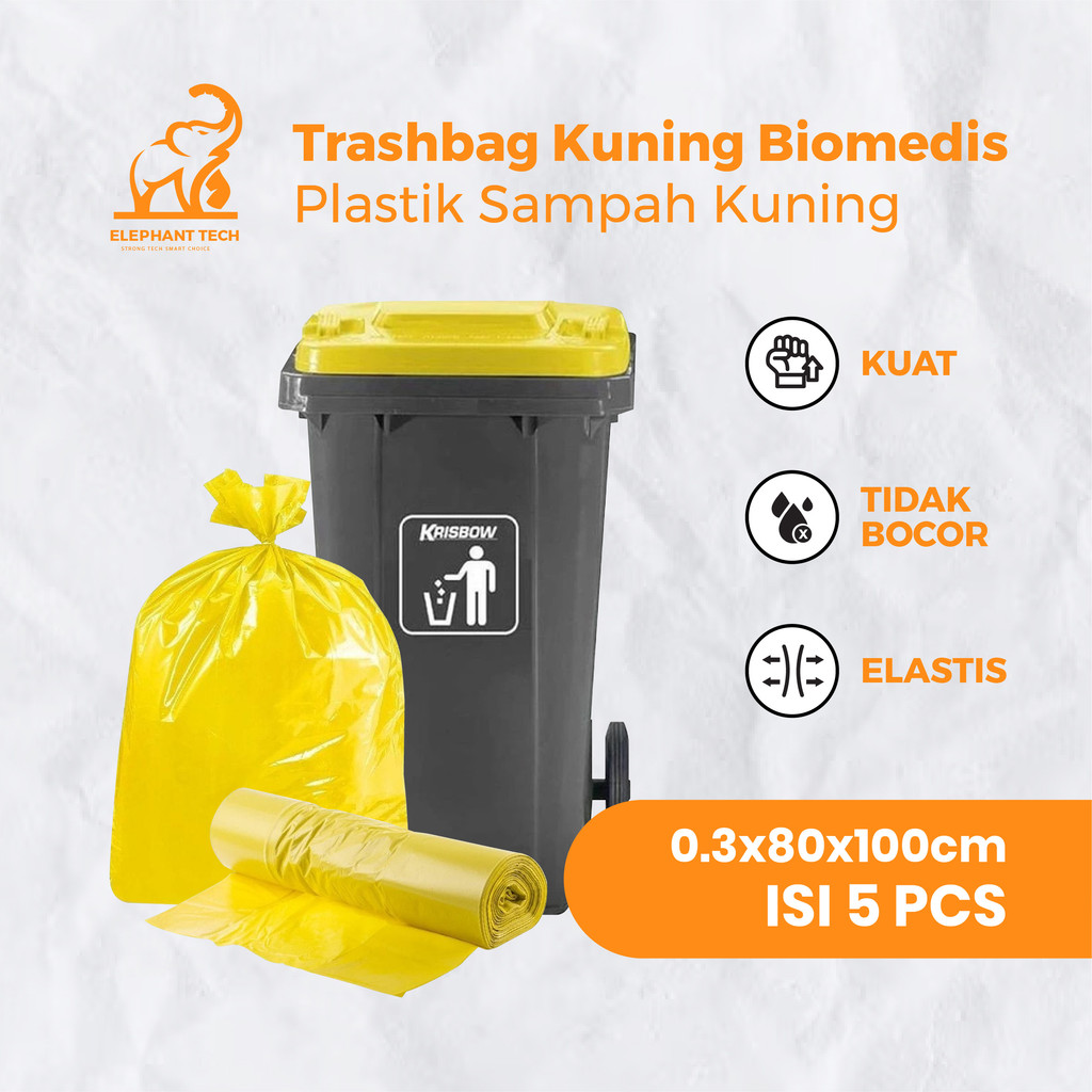 Plastik Sampah Kuning / Trashbag Kuning / Trash Bag Yellow / Uk 80cm x 100cm isi 5 pcs