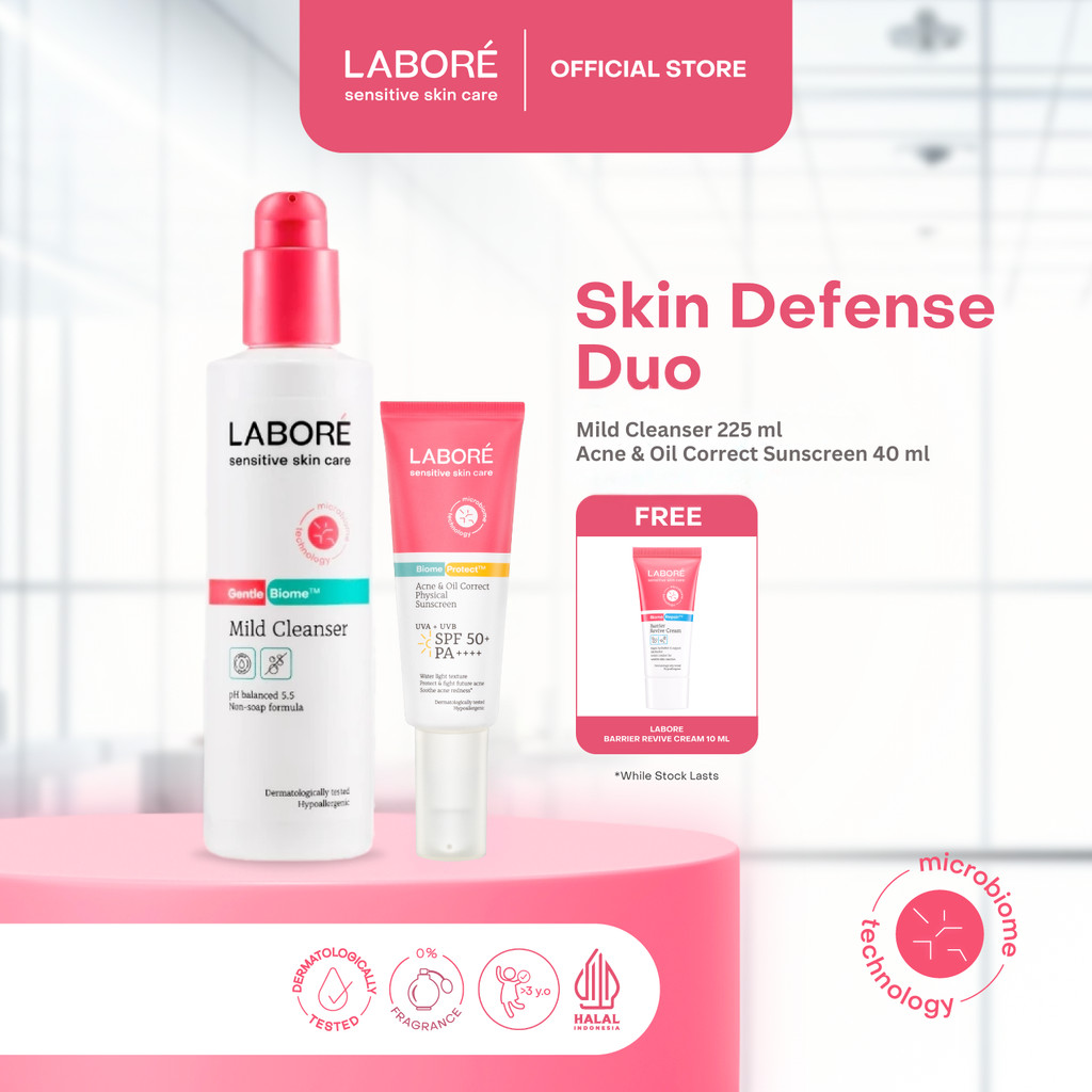 Labore Skin Defense Duo for Normal / Acne Prone Skin -   Mild Cleanser 225 ml |   Physical Sunscreen