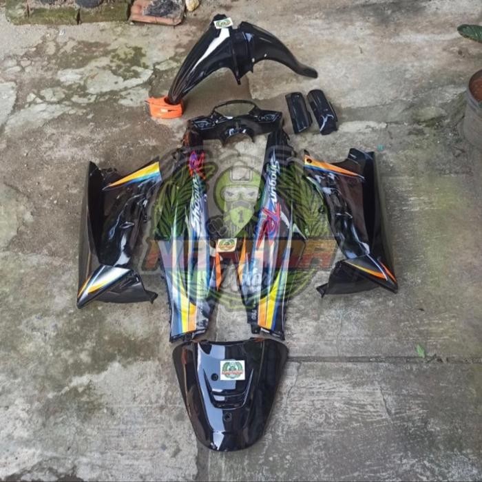 COVER BODY SHOGUN 110 R NEW FULL SET HALUS HITAM