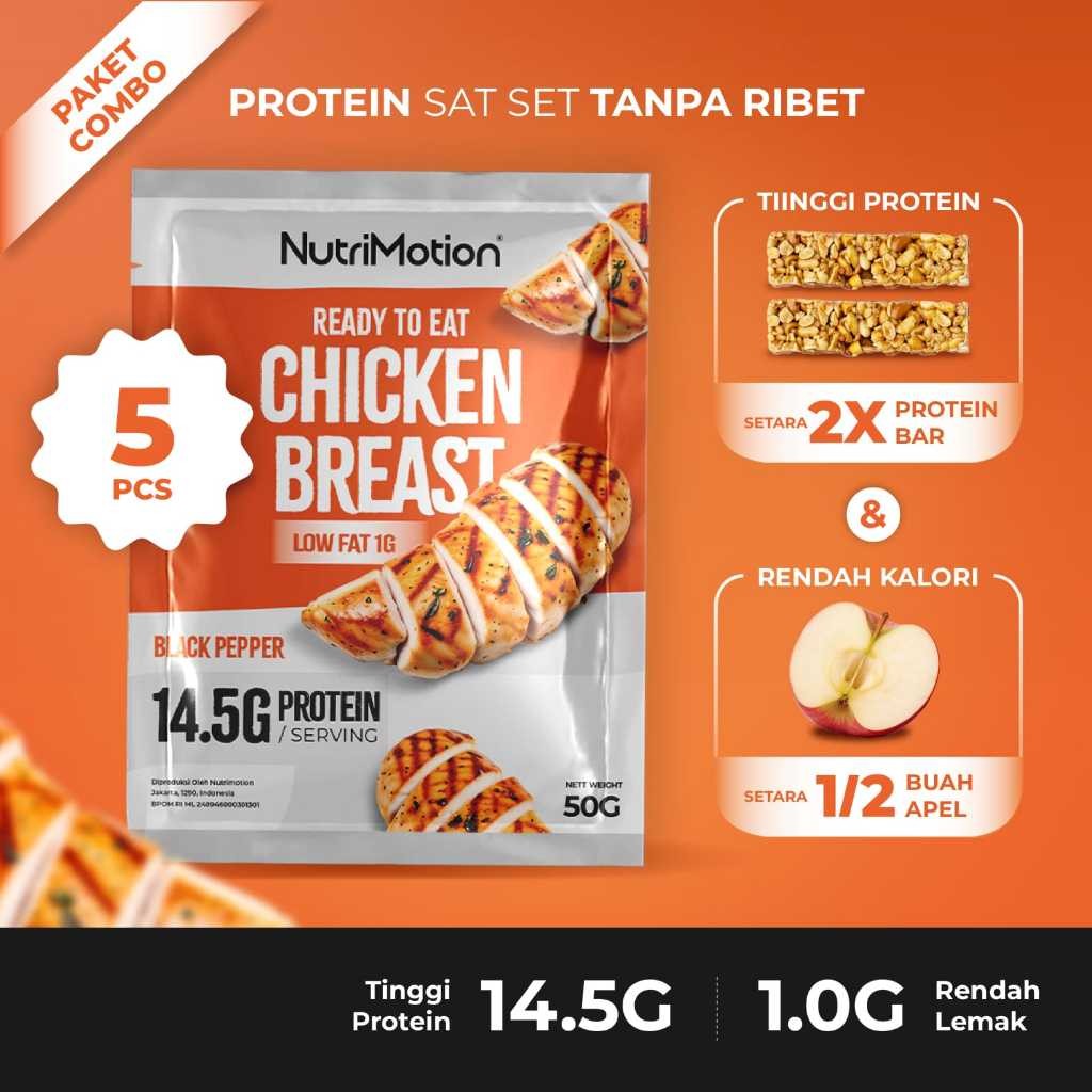 NutriMotion Dada Ayam Tinggi Protein Ready to Eat 5 Pouch - 250 Gram | Rendah Lemak & Kalori Dengan 