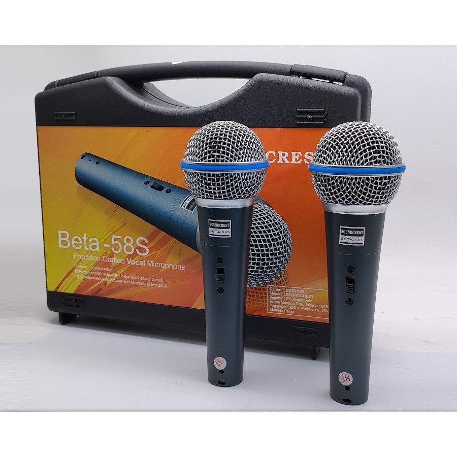 MICROPHONE KABEL / MIC KABEL SOUNDCREST BETA-58S dan BETA 58D (2 MIC)KOPER ORIGINAL <kenzurngalery>