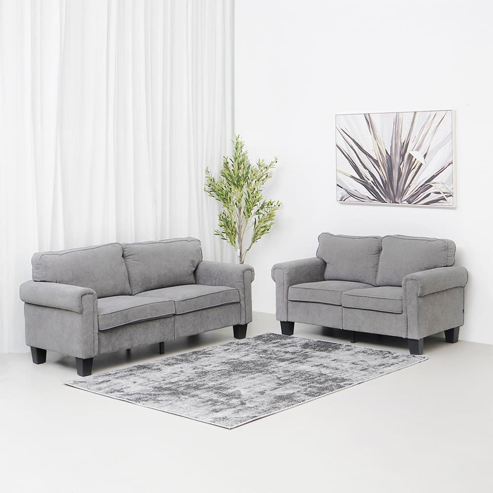 Informa Neo Langley Set Sofa Fabric 2 & 3 Seater - Abu-Abu Tempat Duduk Empuk Sofa Ruang Tamu Furnit