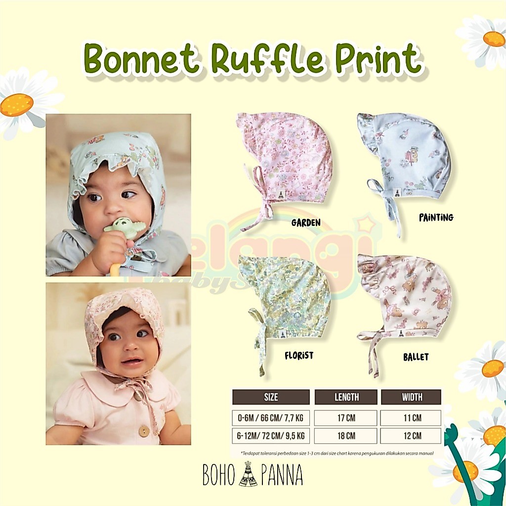 BOHOPANNA BONNET RUFFLE|BONNET RUFFLE CEWE|BONNET RUFFLE GEMAS