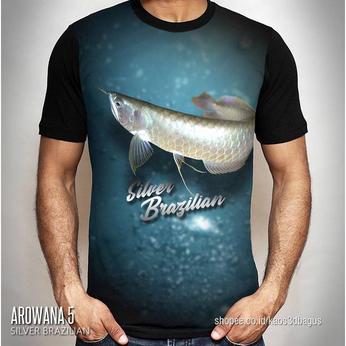 Baju KAOS ARWANA SILVER BRAZIL Kaos IKAN AROWANA FISH Silver Platinum PREMIUM Distro Custom ANIMAL S