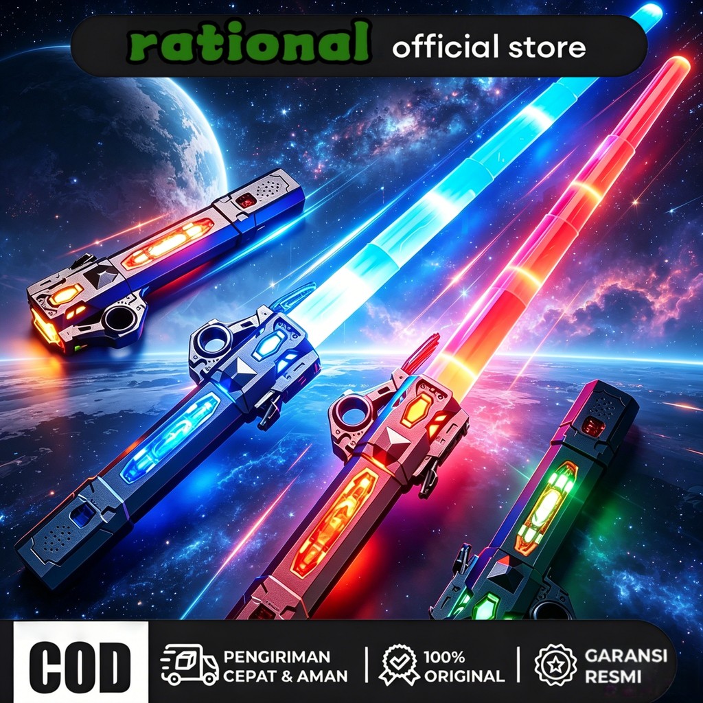Mainan Pedang Pedangan LightSaber Anak 2 in 1 Laser LED Lampu Suara Light Sword Connector