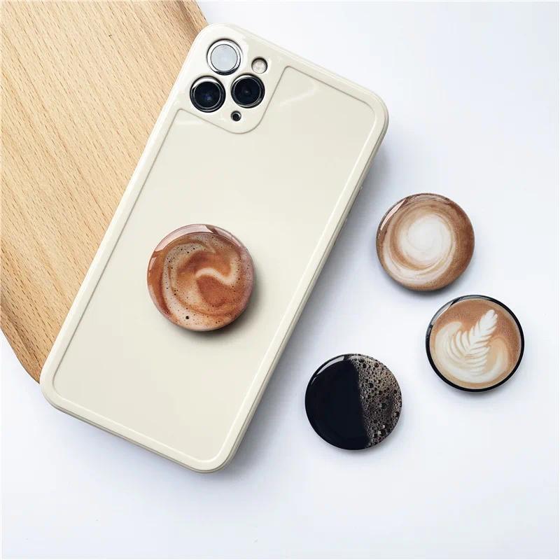 Retro Coffee Universal Fog Mobile Phone Grip Holder Socket Pocket Support for IPones Finger Ring Gri