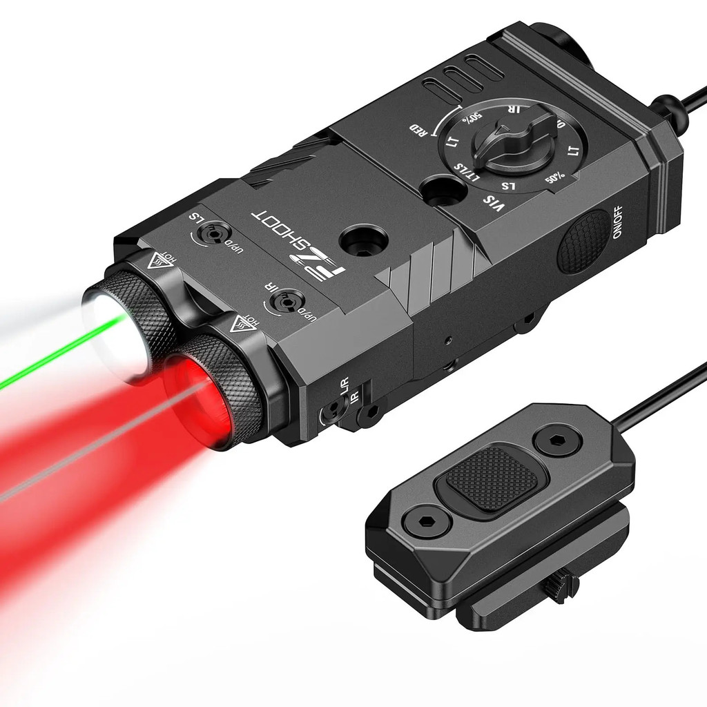 Senter Senapan EZshoot 1600 Lumens/Illuminator Merah atau IR dengan Laser Hijau/IR 4-in-1 Kompatibel