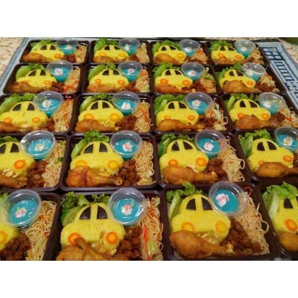 Paket nasi kuning bento unik/bento mobil/paket bento anak/paket ultah