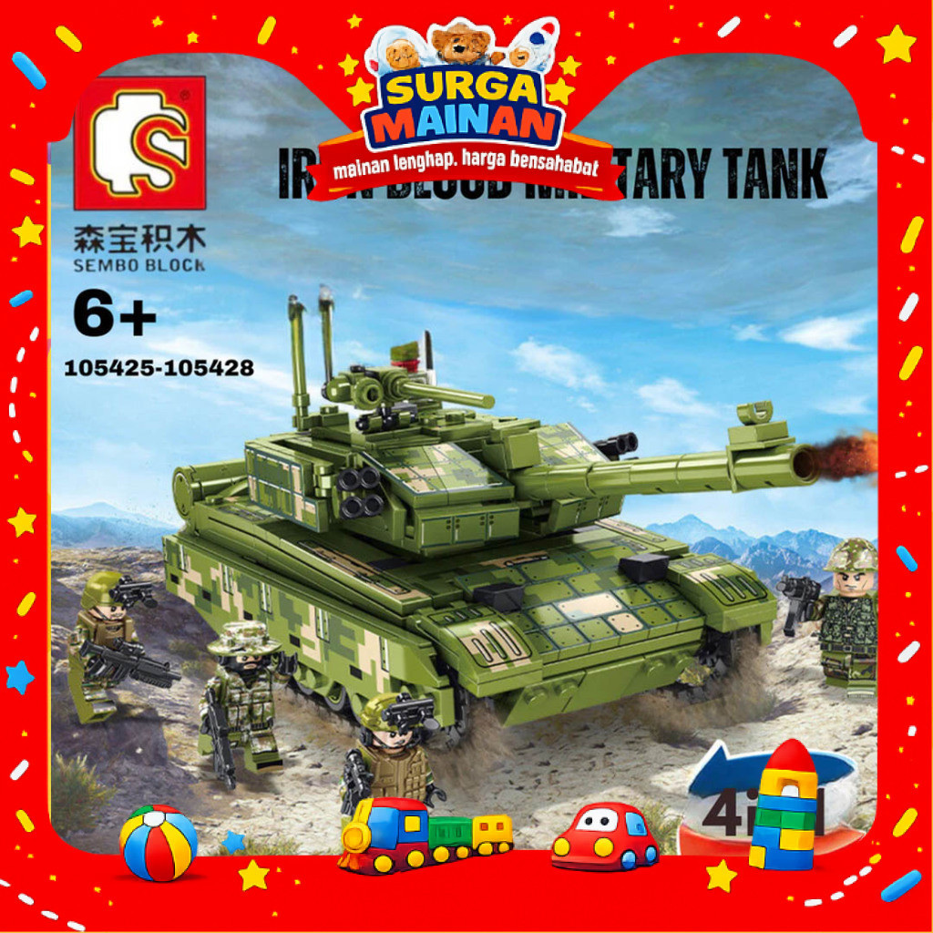 [SURGAMAINAN] [SLG82] Sembo Iron Military Mini Tank Bricks Building Block Mainan Anak Balok 105425-1