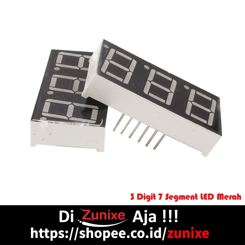 3 Digit 7 Segment LED Display 0.56 Inch 5V Merah Common Anoda Katoda untuk Arduino