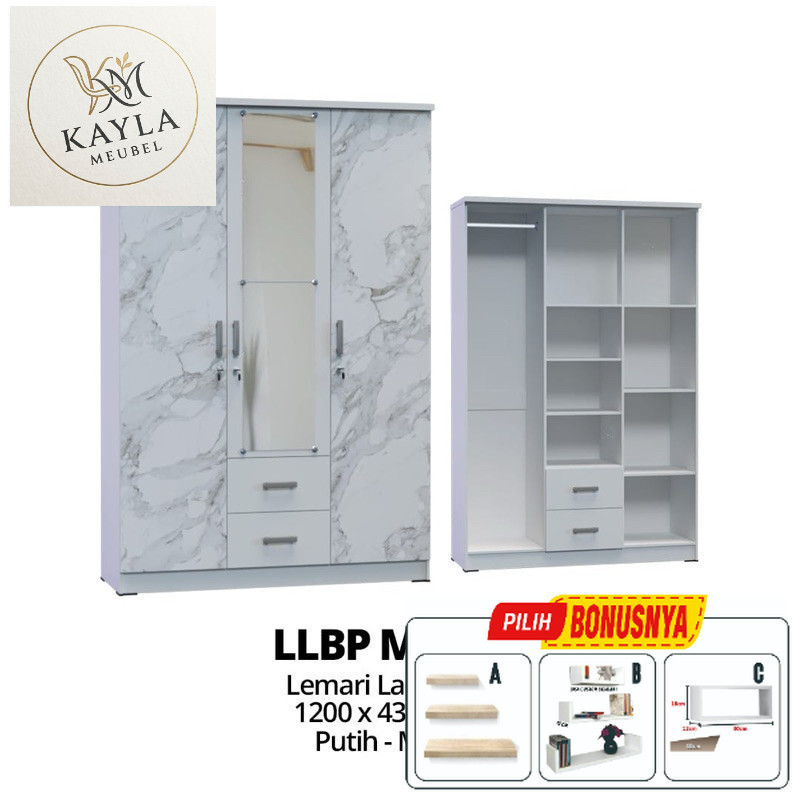PROMO Lemari Pakaian Lemari Baju 3 Pintu Gamis Laci Mora Lemari Mebel Terlaris Cirebon Indramayu Maj