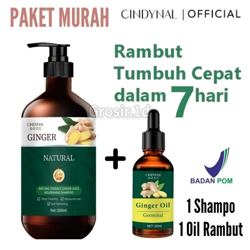 PAKET Shampo Zhenxiu Penumbuh Rambut Cepat + Oil Rambut - PAKET MURAH Ginger Shampoo Herbal Jahe Her