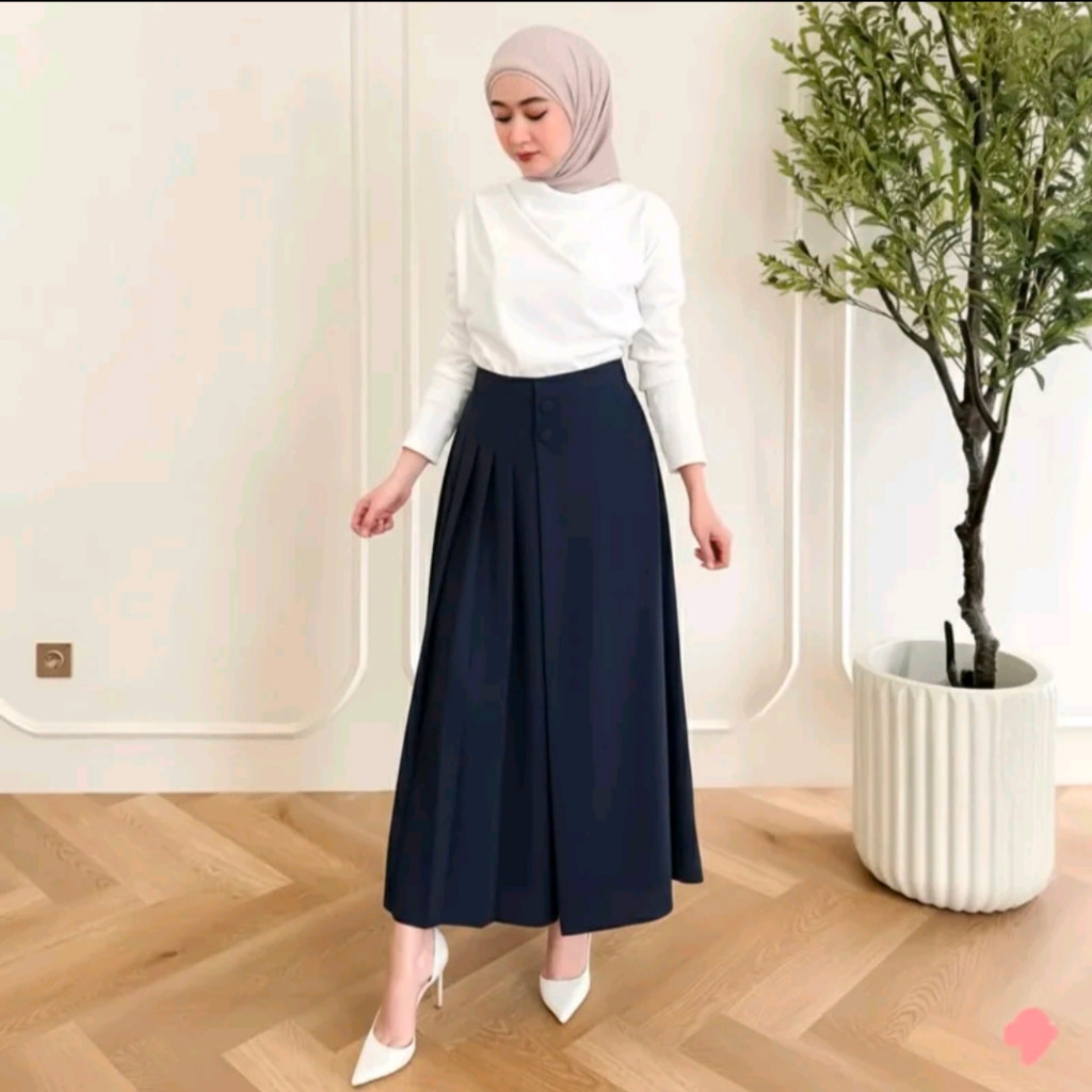 CELANA KULOT ROK WANITA HIGH WAIST CASUAL FORMAL BAHAN FURANO NYAMAN DI PAKAI