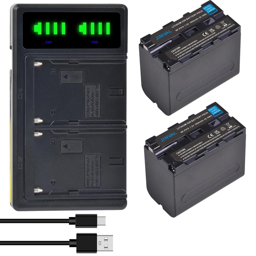 NP-F970 Camera Li-ion Battery 7800mAh +PD 20W Fast Dual Charger for Sony HXR-MC2500C FDR-AX100 PXW-Z
